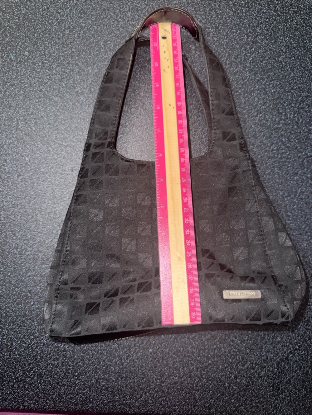 Anne Klein Black Geometric Pattern Shoulder Bag